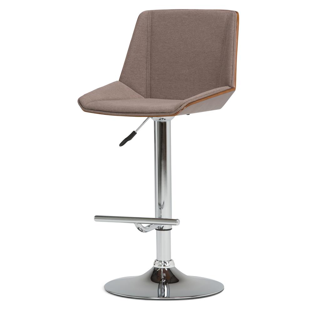 Simpli Home Tollson 44 1 In Mocha Woven Fabric Bentwood Adjule Mocha Woven Fabric Bentwood Adjule Height Gas Lift Bar Stool