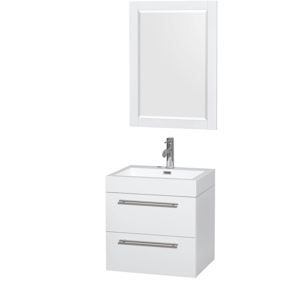 Wyndham Collection Amare 23 In Vanity Glossy White With Acrylic Resin Top Integrated Sink And 24 Mirror - Bathroom Vanity Top Integrated Sink Wyndham Collection Amare 23 In Vanity Glossy White With Acrylic Resin Top Integrated Sink And 24 Mirror - Bathroom Vanity Top Integrated Sink