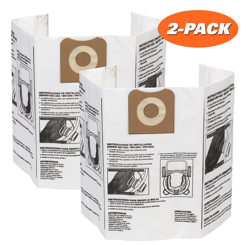 Ridgid High Efficiency Size A Dust Bags For 12 Gal To 16 Ridgid High Efficiency Size A Dust Bags For 12 Gal To 16