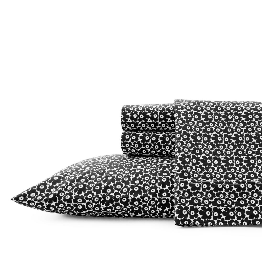 Marimekko Pikkuinen Unikko Black 4 Piece Cotton Sheet Set Full Ushsa01116553 The Home Depot