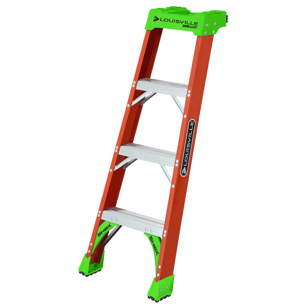Louisville Ladder 4 ft. Fiberglass PRO Shelf Ladder with 300 lbs. Load