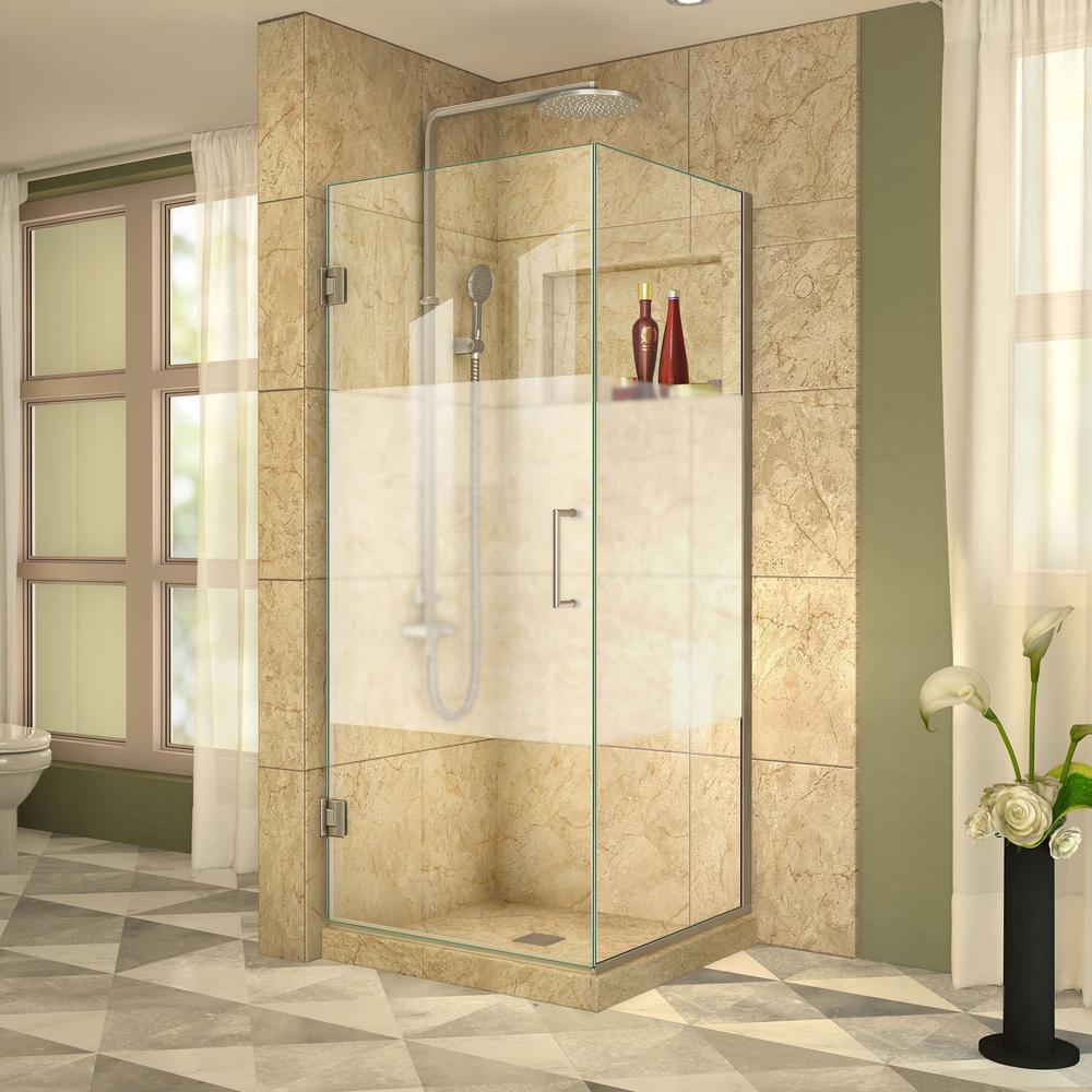 Vigo Monteray 34 125 In X 73 375 Frameless Corner Hinged Shower Unidoor Plus 30 3 8in X34 1 2in X72 In