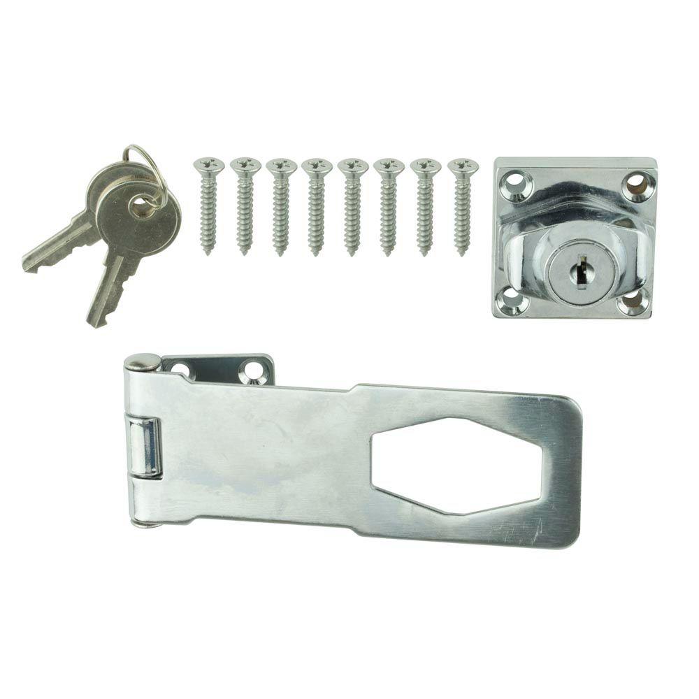 Everbilt 4-1/2 In. Chrome Key Locking Hasp-13527 - The Home Depot