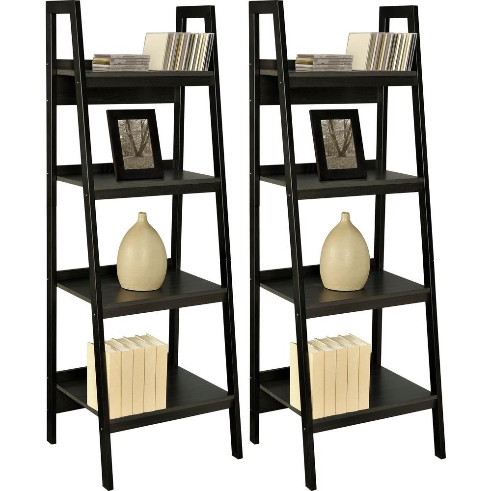 Ameriwood 60 In Black Metal 4 Shelf Ladder Bookcase With Open