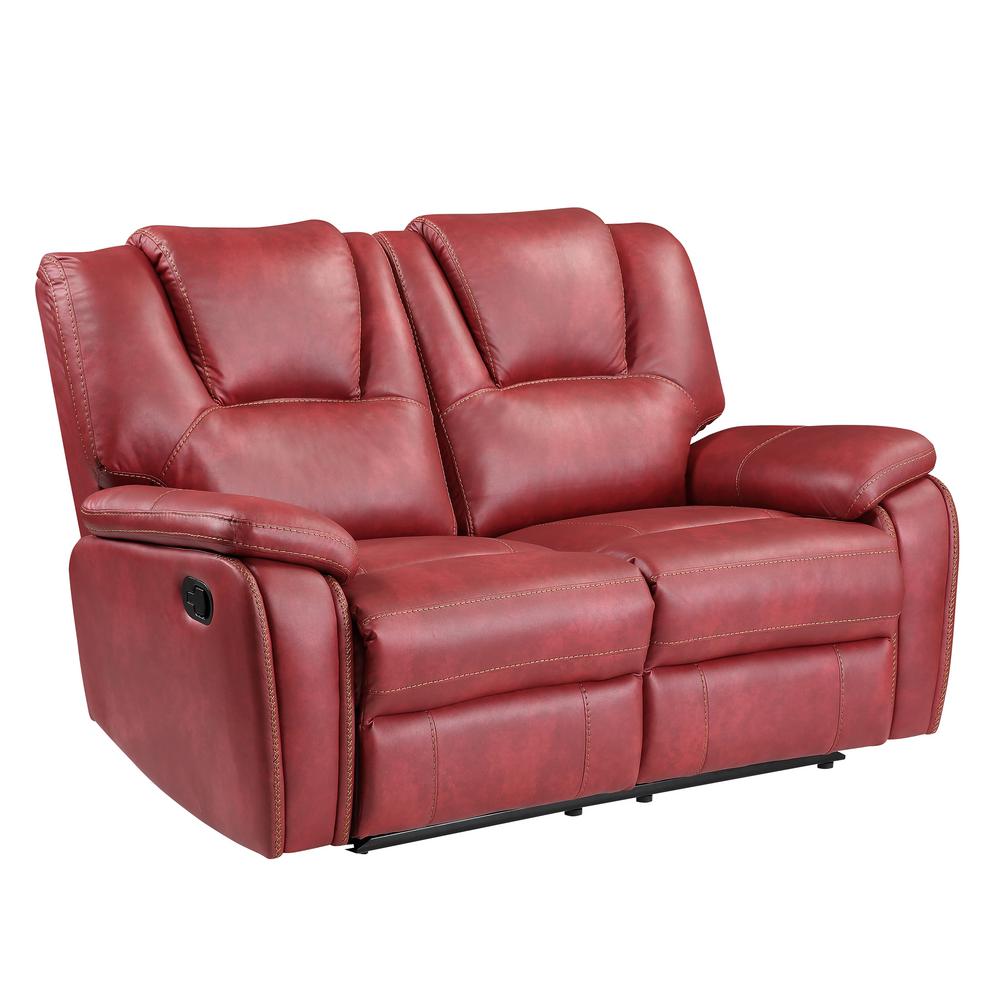 Steve Silver Katrine 62 in. Red Faux Leather 2Seater Manual Reclining Loveseat with Flared Arms
