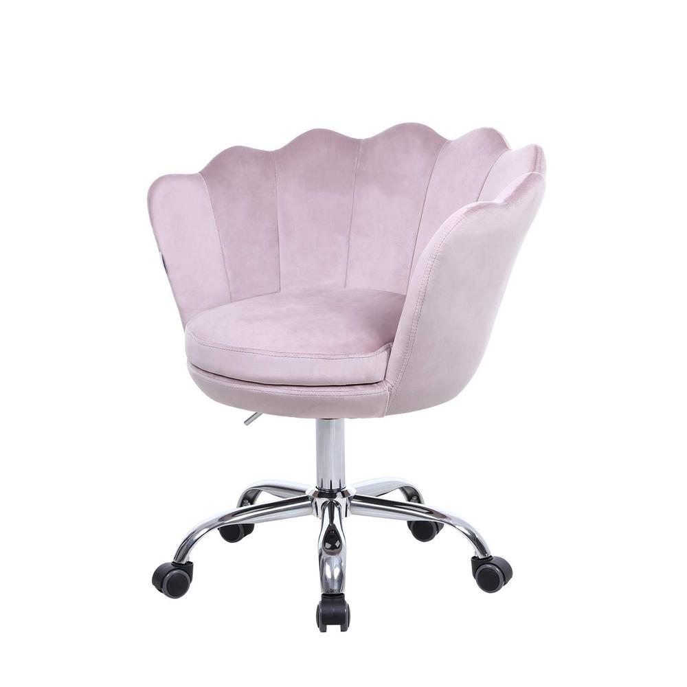 Boyel Living Pink Velvet Swivel Office Desk Chair Shell Height