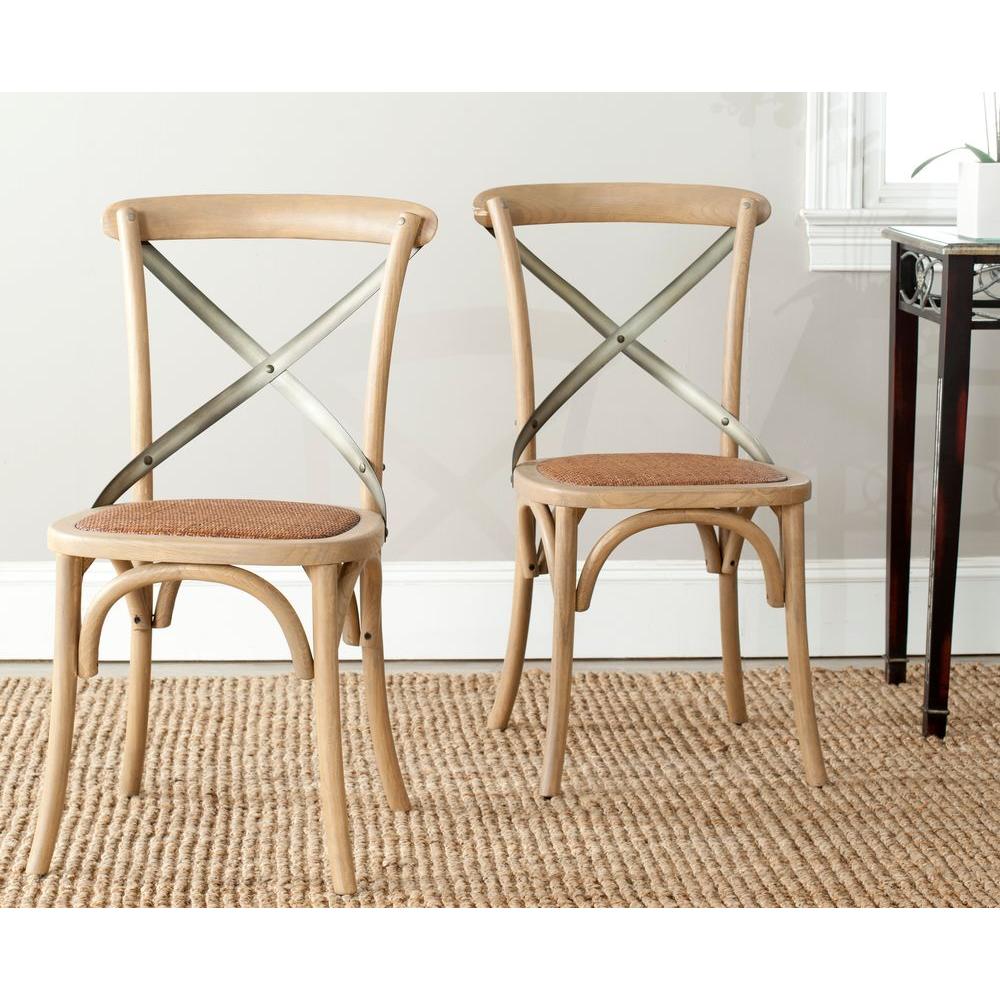 Safavieh Eleanor Weathered Oak X Back Side Chair Set Of 2 Amh9501c Safavieh Eleanor Weathered Oak X Back Side Chair Set Of 2