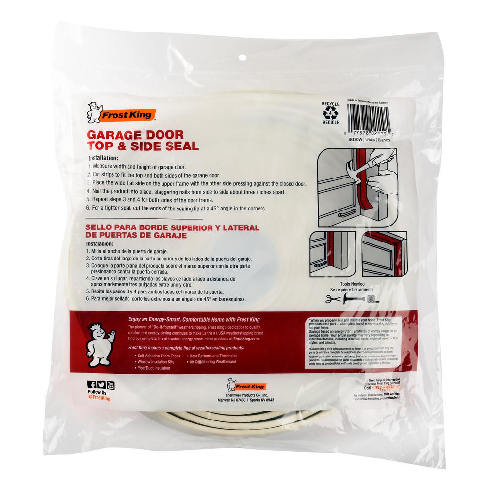 Frost King 30 Ft Nail On Garage Door Top And Side Seal 1 3 4 W Sg30wh The Home Depot - Frost King Top And Side Garage Door Seal