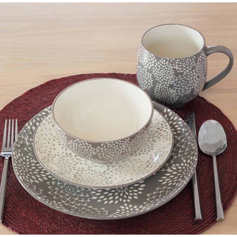 BAUM Mums Grey 16Piece Dinnerware Set MUM16G The Home Depot
