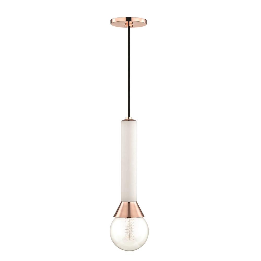 Mitzi By Hudson Valley Lighting Via 1 Light Polished Copper Pendant Via 1 Light Polished Copper Pendant With White Accents
