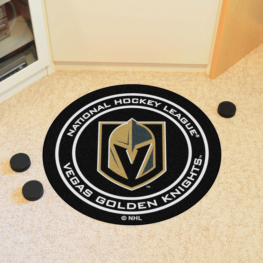 Fanmats Vegas Golden Knights 27 In Round Puck Mat Area Rug The Home Depot