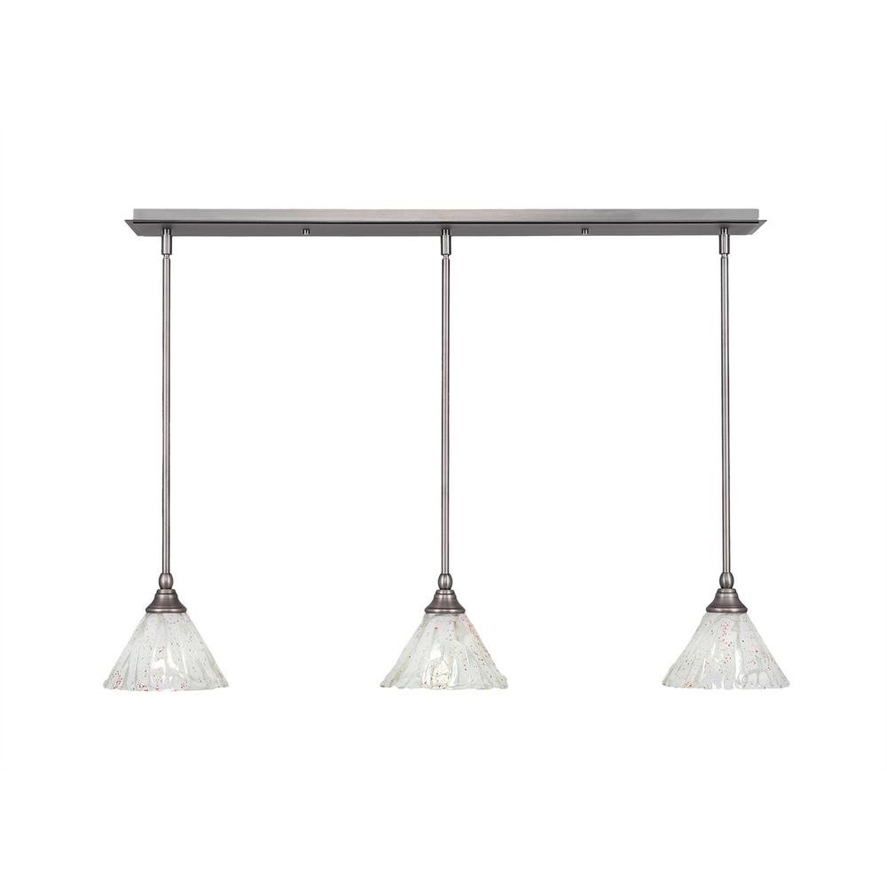 Cambridge 3 Light Brushed Nickel Island Pendant With Clear Seeded Gl Cambridge 3 Light Brushed Nickel Island Pendant With Clear Seeded Gl