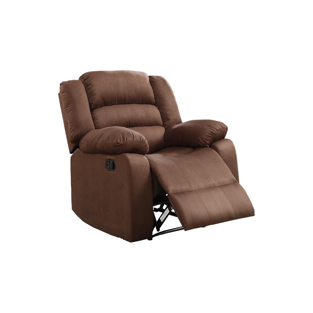 Noble House Fawn Classic Brown Microfiber Recliner 304565 - The Home Depot