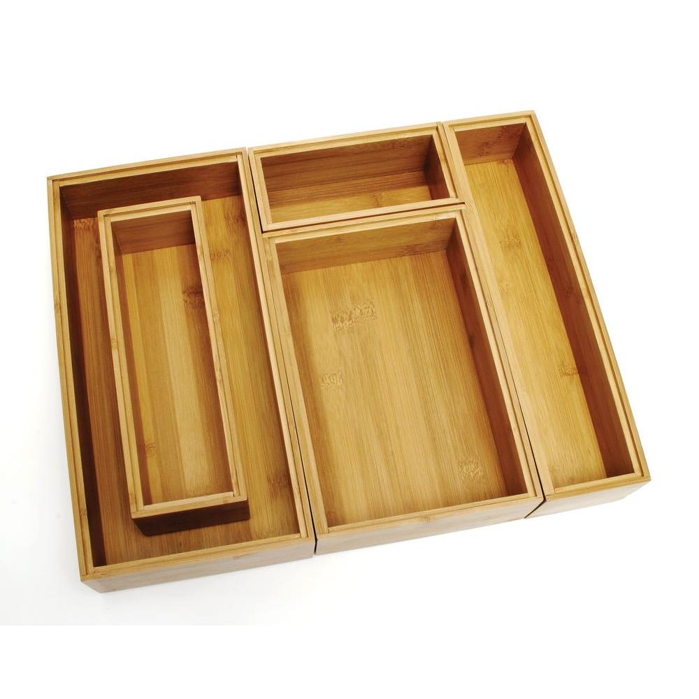 Lipper International Bamboo Organizer Set 5 Piece 88005 The Home Lipper International Bamboo Organizer Set 5 Piece