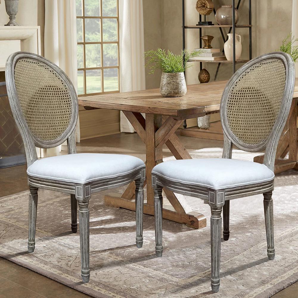 Louis Beige Cane Dining Chair Set Of 2 Dwc 455bg The Home Depot