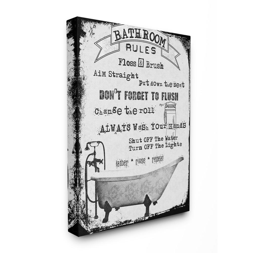 The Stupell Home Decor Collection 16 In X 20 In Distressed Bathroom Rules Typography With Claw Foot Tub Canvas Wall Art By Michel Keck Wrp 1240 Cn 16x20 The Home Depot