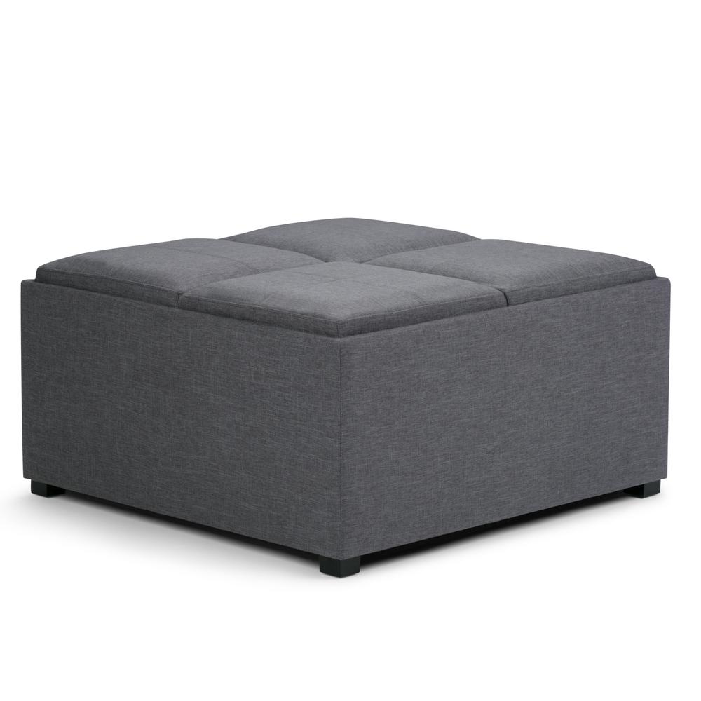 Simpli Home Avalon Slate Grey Storage OttomanAYF07GL The Home Depot