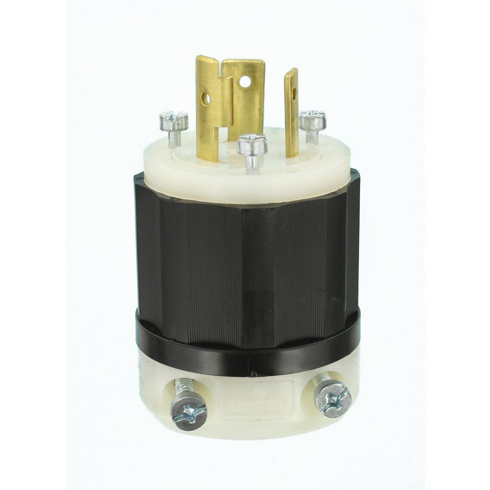 Leviton 20-Amp Industrial Grade Locking Plug In Black/White