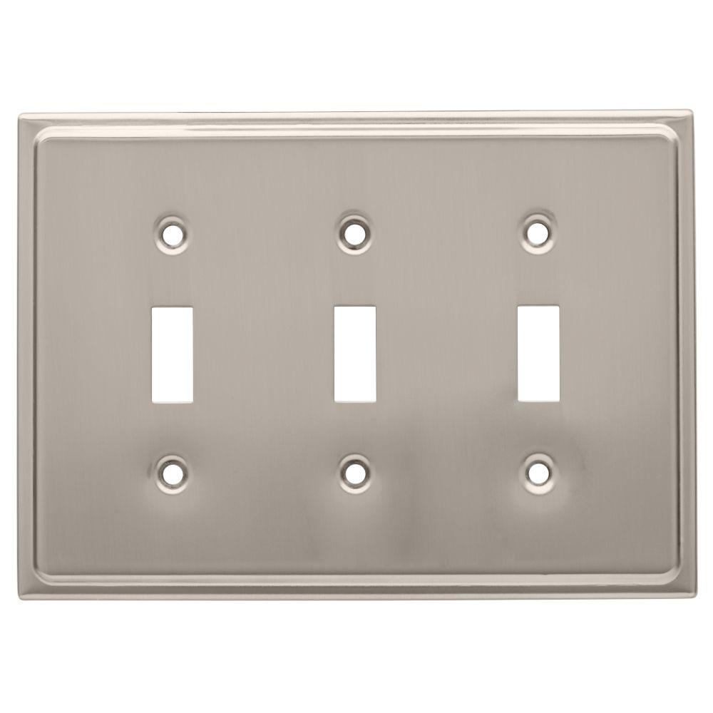 Liberty Country Fair Decorative Triple Switch Plate, Satin Nickel-126366 - The Home Depot
