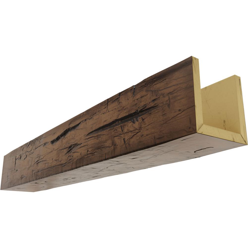 Walnut Stain Finish Ekena Millwork BMHHWA-MAT-SAMPLE 6W x 6H Hand Hewn Endurathane Faux Wood Ceiling Beam Material Sample