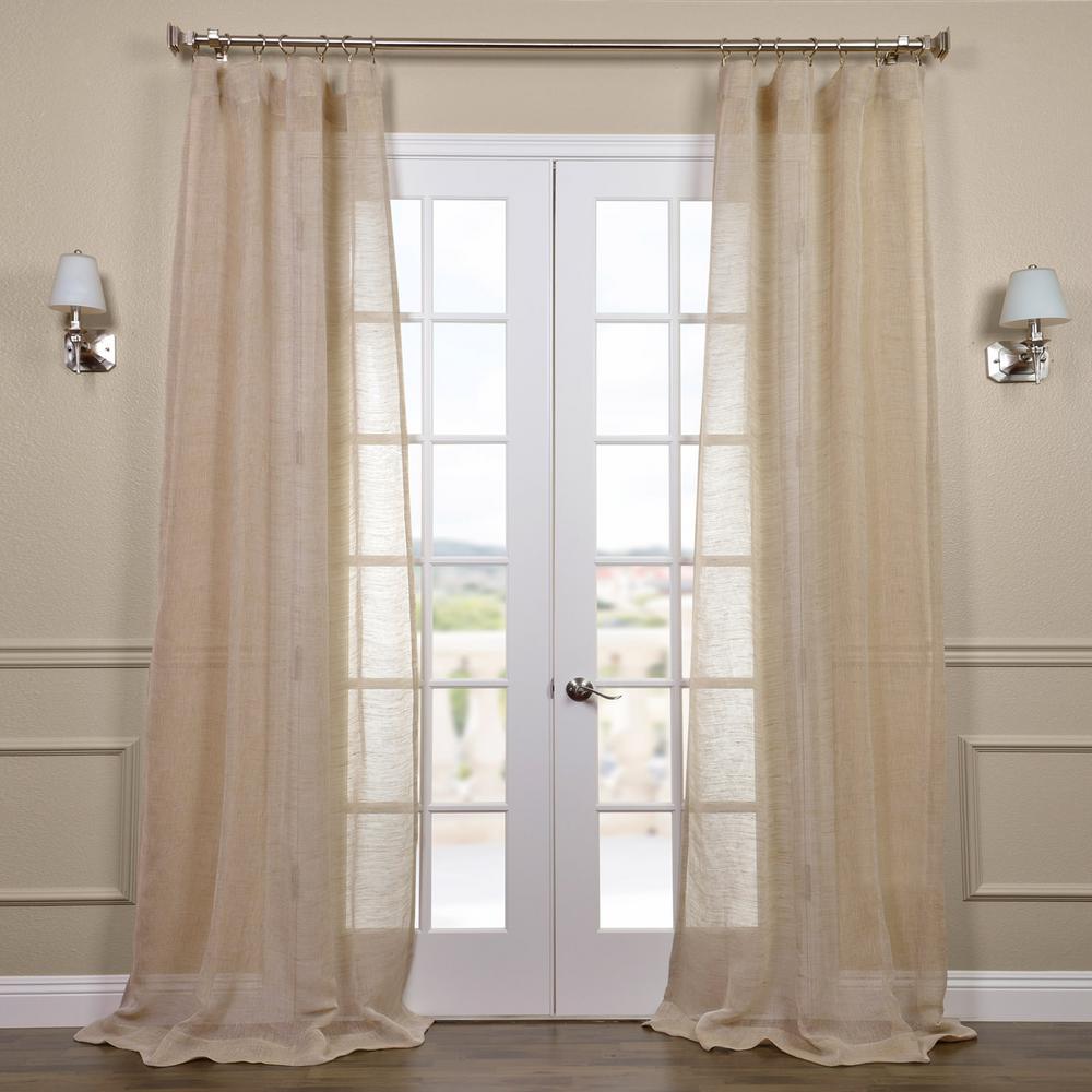 Exclusive Fabrics & Furnishings Open Weave Natural Ivory Linen Sheer