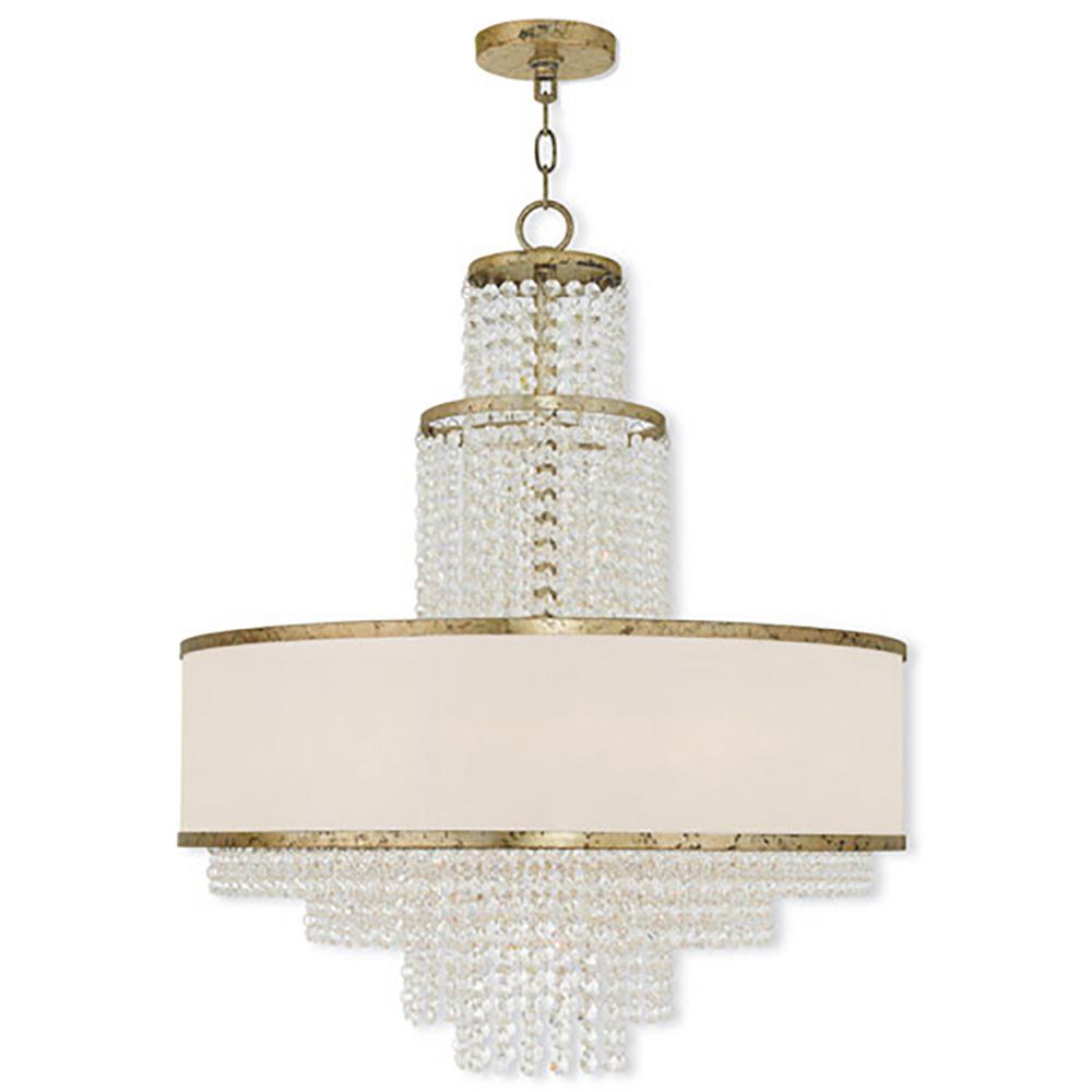 Livex Lighting Prescott 6Light Winter Gold Chandelier with OffWhite