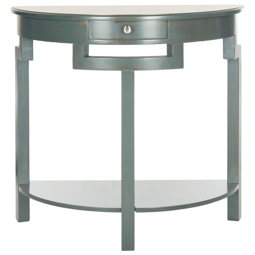 Safavieh Liana 32 in. Teal Half Moon Wood Console Table with DrawersAMH6623B The Home Depot
