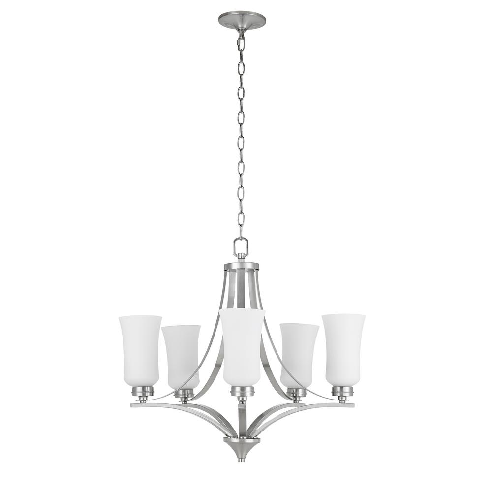 Catalina Lighting 5-Light Brushed Nickel Chandelier with Tulip Shaped ...