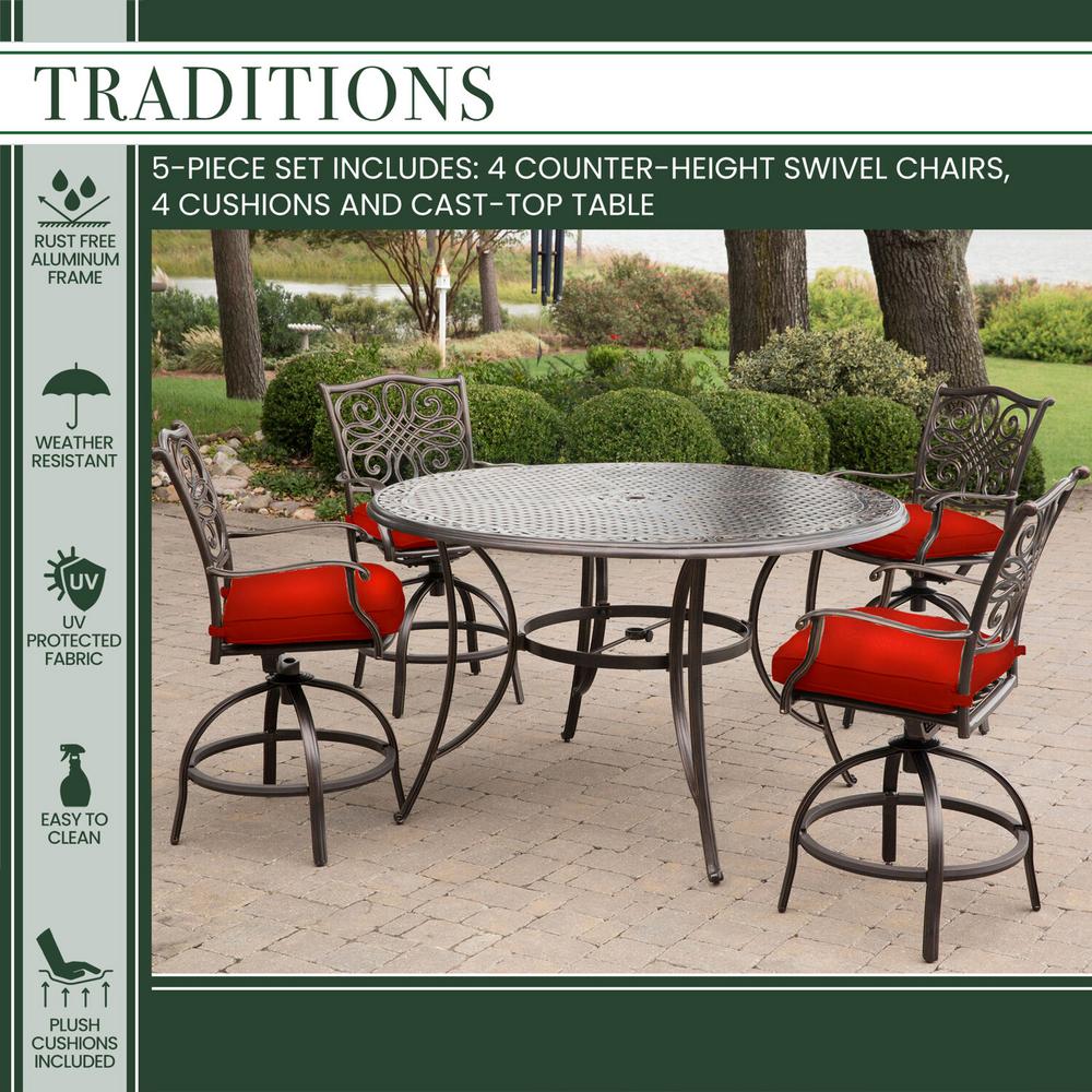 5 Piece Bar Height Patio Set With Swivel Chairs - Patio Furniture