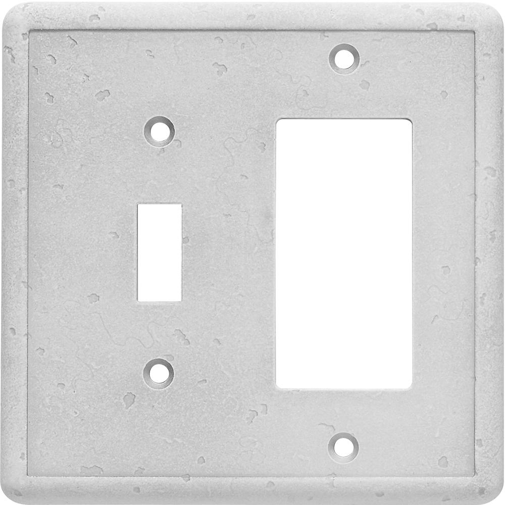 Hampton Bay 2Gang 1 Toggle Combination Cast Stone Wall Plate in Noche