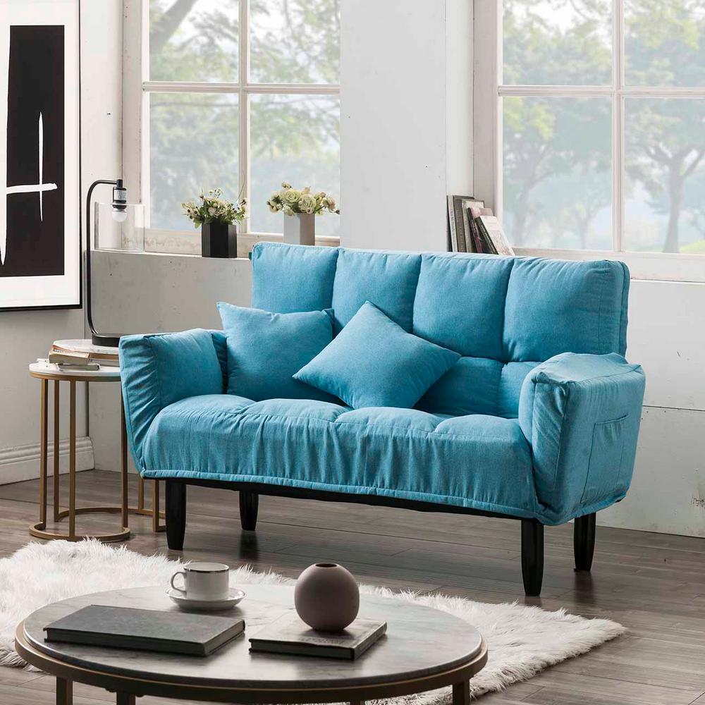 Harper & Bright Designs Blue Chic Loveseat Sleeper Sofa