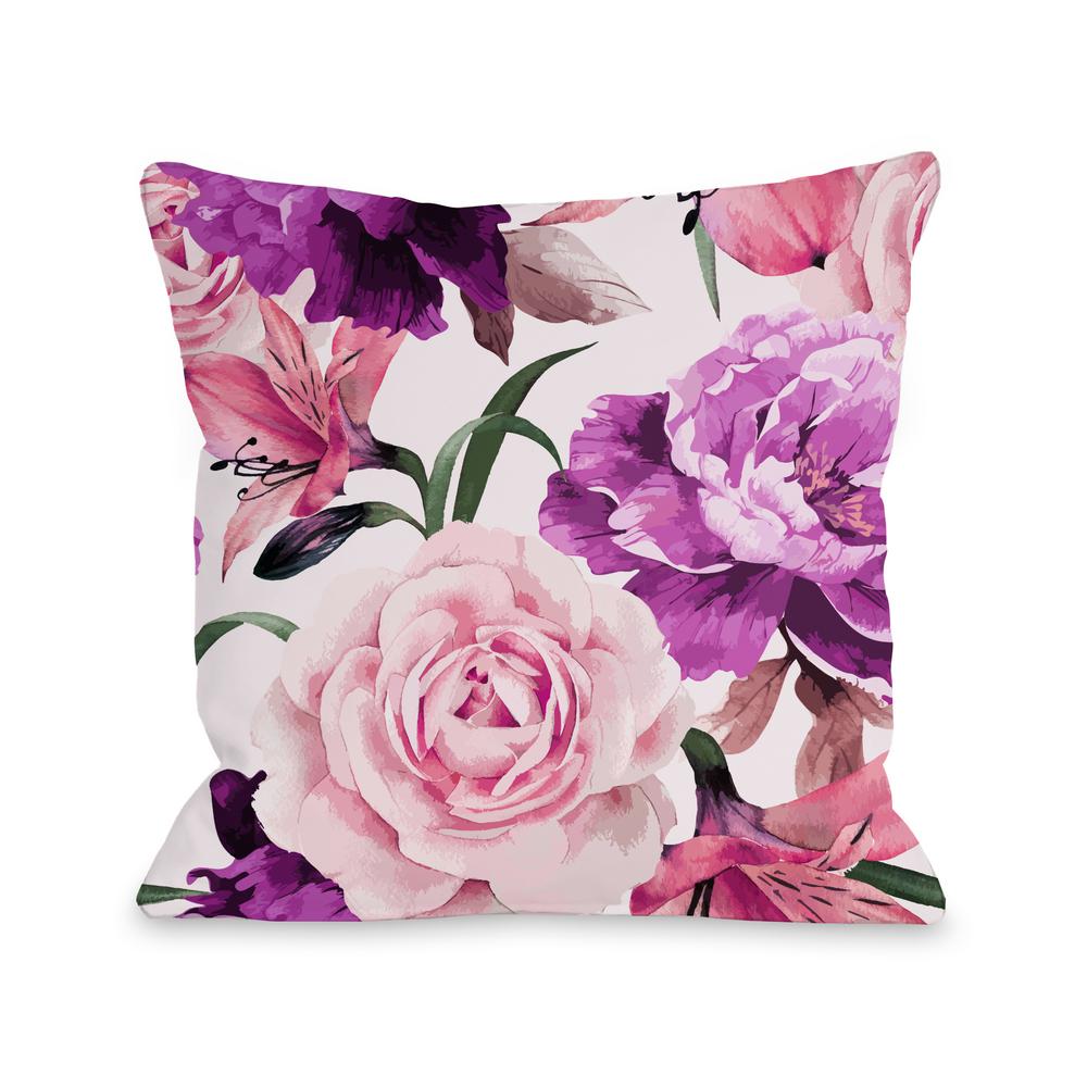 A Floral Afternoon Magenta Polyester Standard Throw Pillow