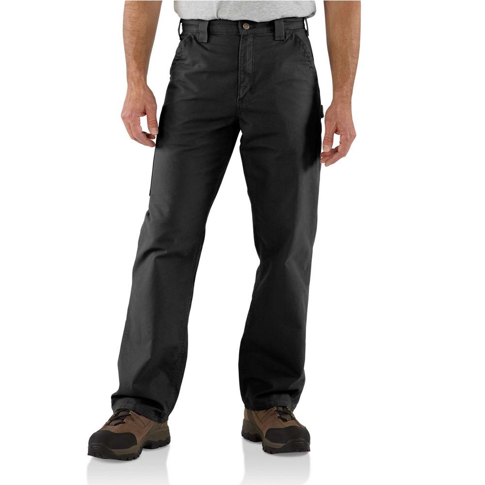Carhartt Men's 38 in. x 32 in. Black Cotton Canvas Work Dungaree Pant ...