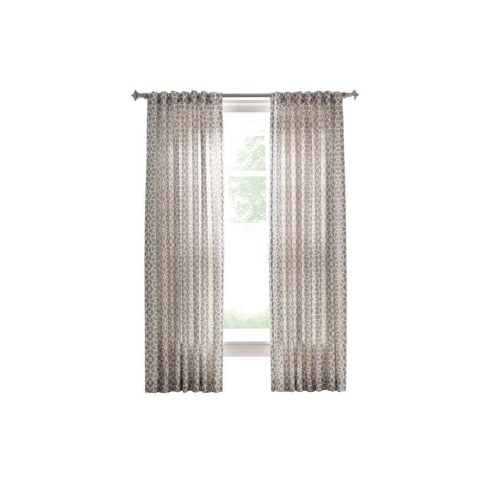 Martha Stewart Living Cement Gray Full Bloom Back Tab Curtain-1624945