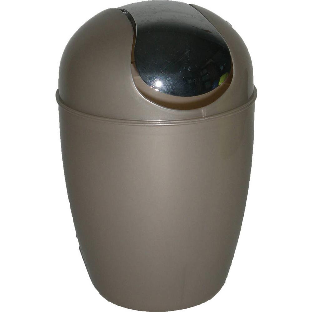 0.5 l/0.3 Gal. Mini Waste Basket for Bath or Kitchen Countertop with Chrome Lid in Taupe6507165