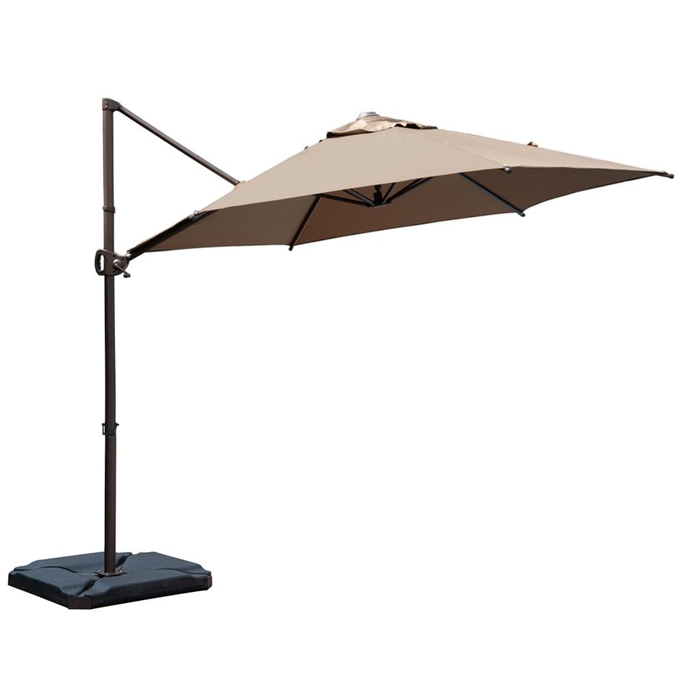 Abba Patio 9 Ft Offset Cantilever Adjustable Vertical Tilt Patio Umbrella In Cocoa Hdabbamrc96dt The Home Depot