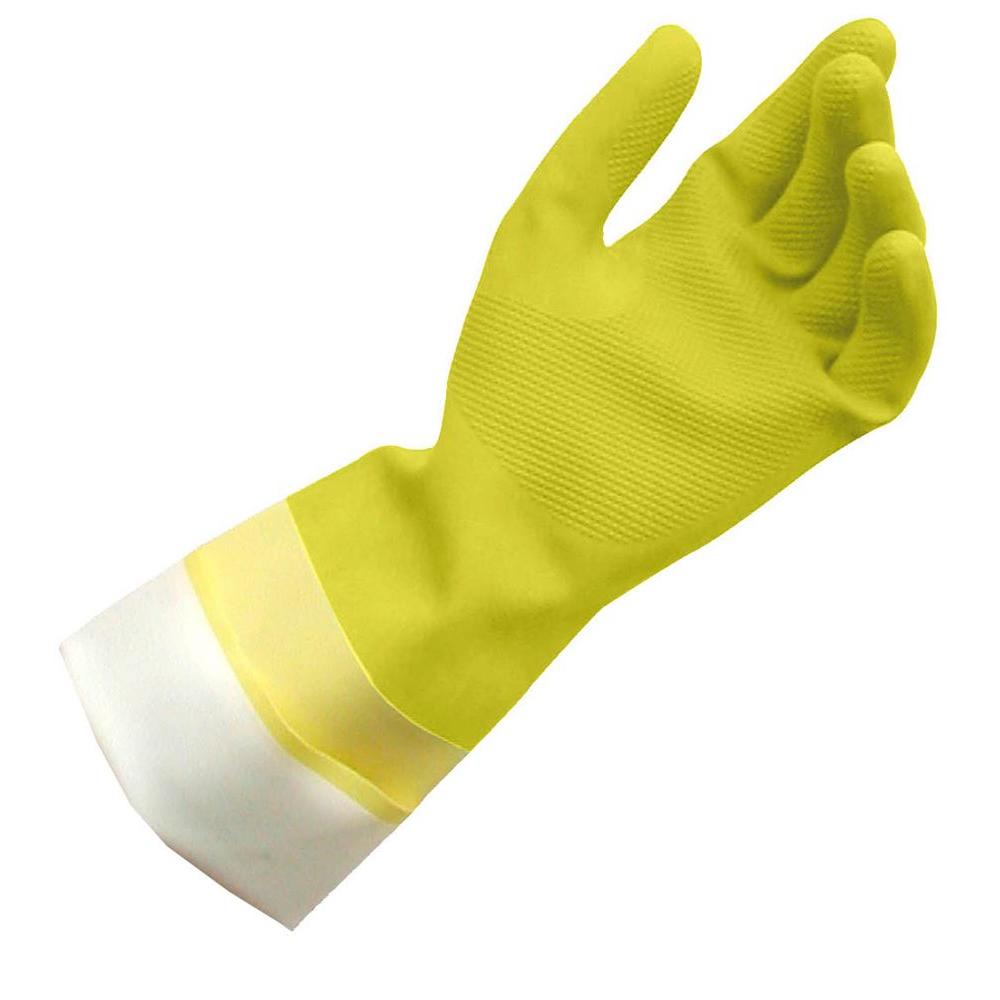 yellow cleaning gloves