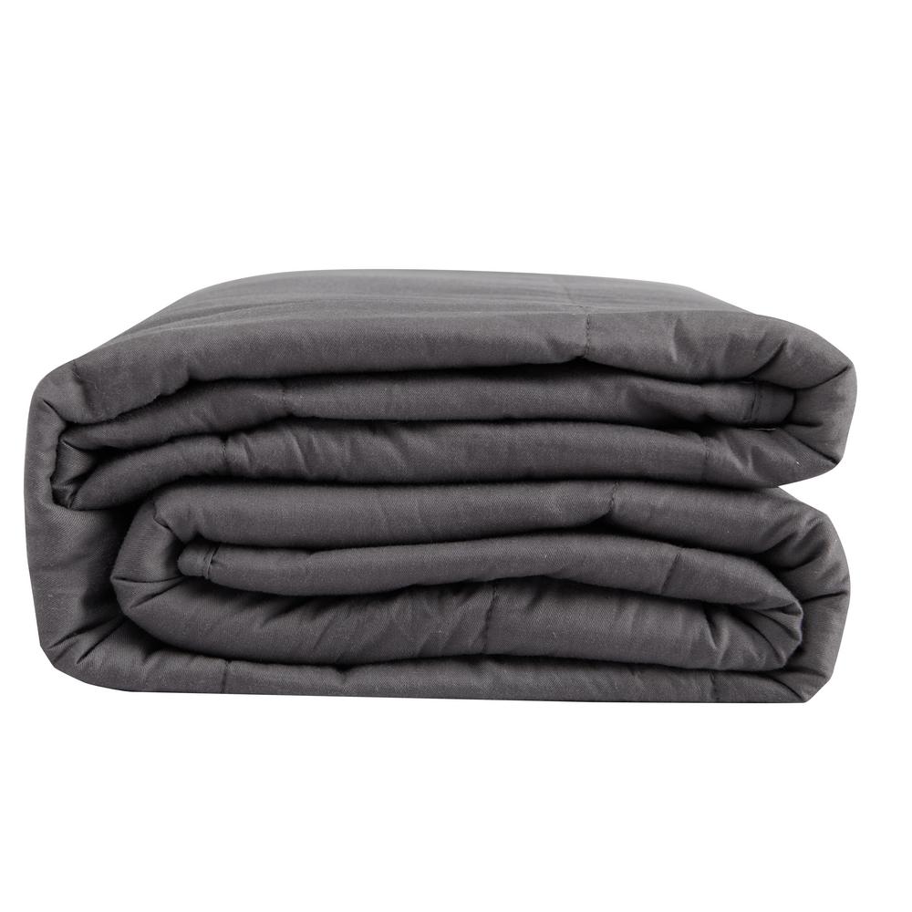 PUR SERENITY Dark Grey 100% Cotton 48 in. x 72 in. 20 lb. Weighted