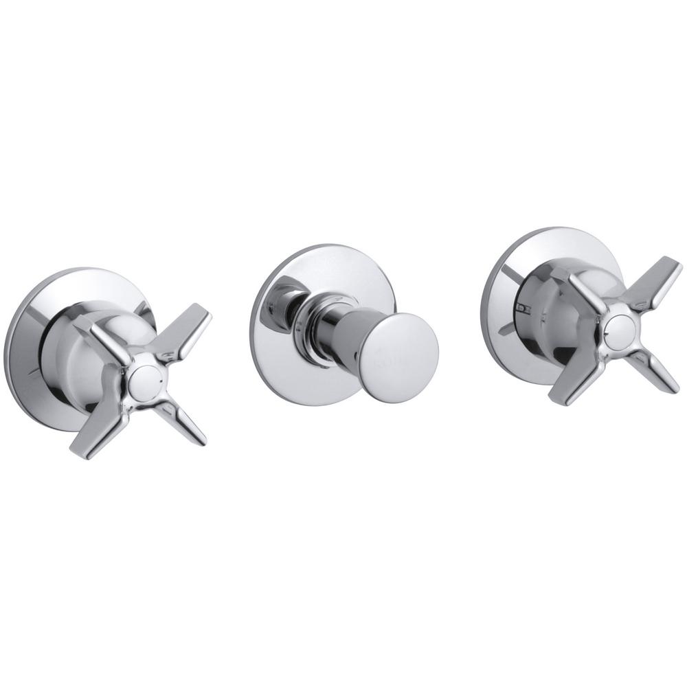 KOHLER Triton 2Handle WallMount Valve Trim Kit with Push Button Diverter in Polished Chrome