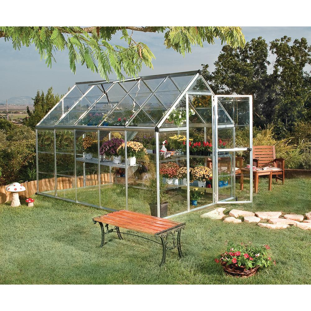 Palram Harmony 6 Ft X 10 Ft Polycarbonate Greenhouse In Silver The Home Depot