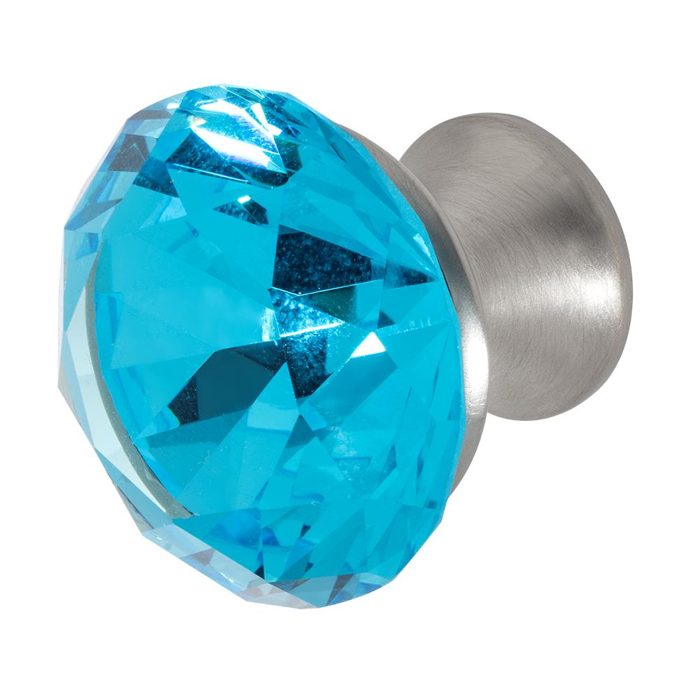 Wisdom Stone Nina 1 3 8 In Satin Nickel With Aqua Blue Crystal