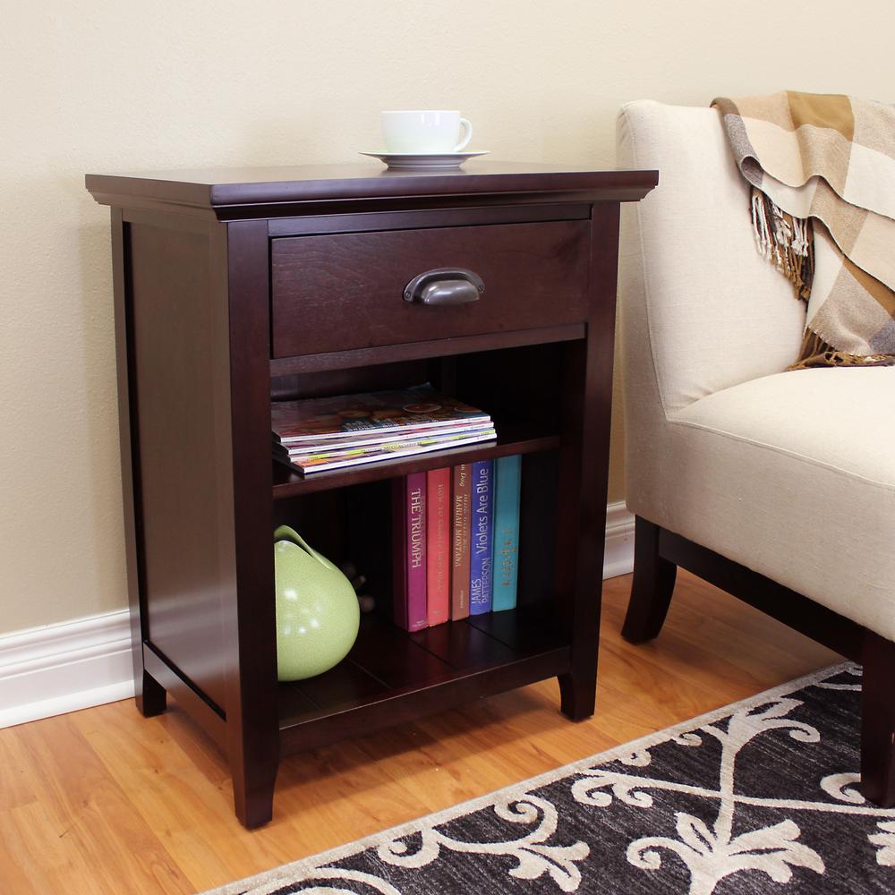 Donnieann Lindendale 1 Drawer 2 Shelf Espresso Side Table