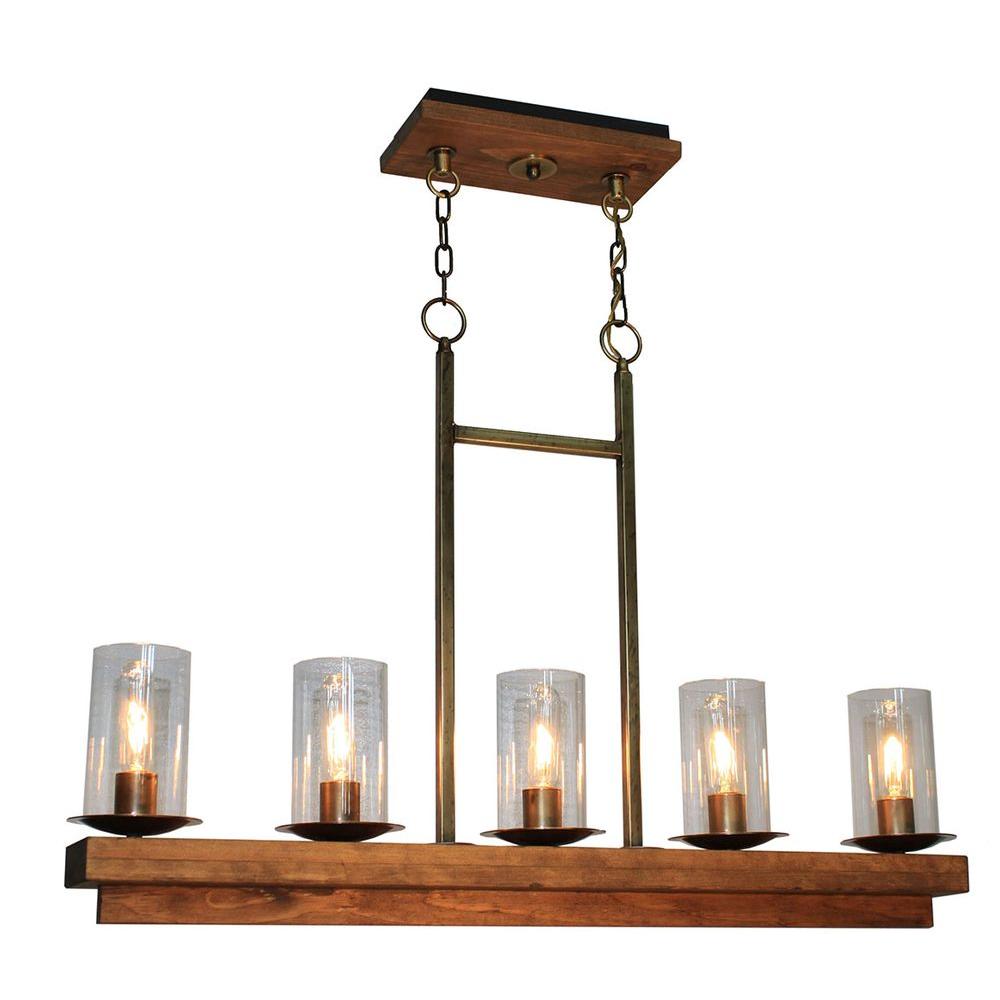 ARTCRAFT Legno Rustico 5-Light Burnished Brass Island Light - AC10145BB - Cooking The Legno Rustico, which means rustic wood in Ital sku AC10145BB
