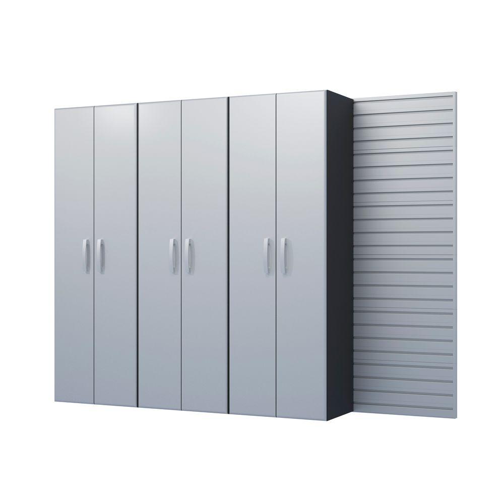 Flow Wall Modular Wall Mounted Garage Cabinet Storage Set In Silver 3