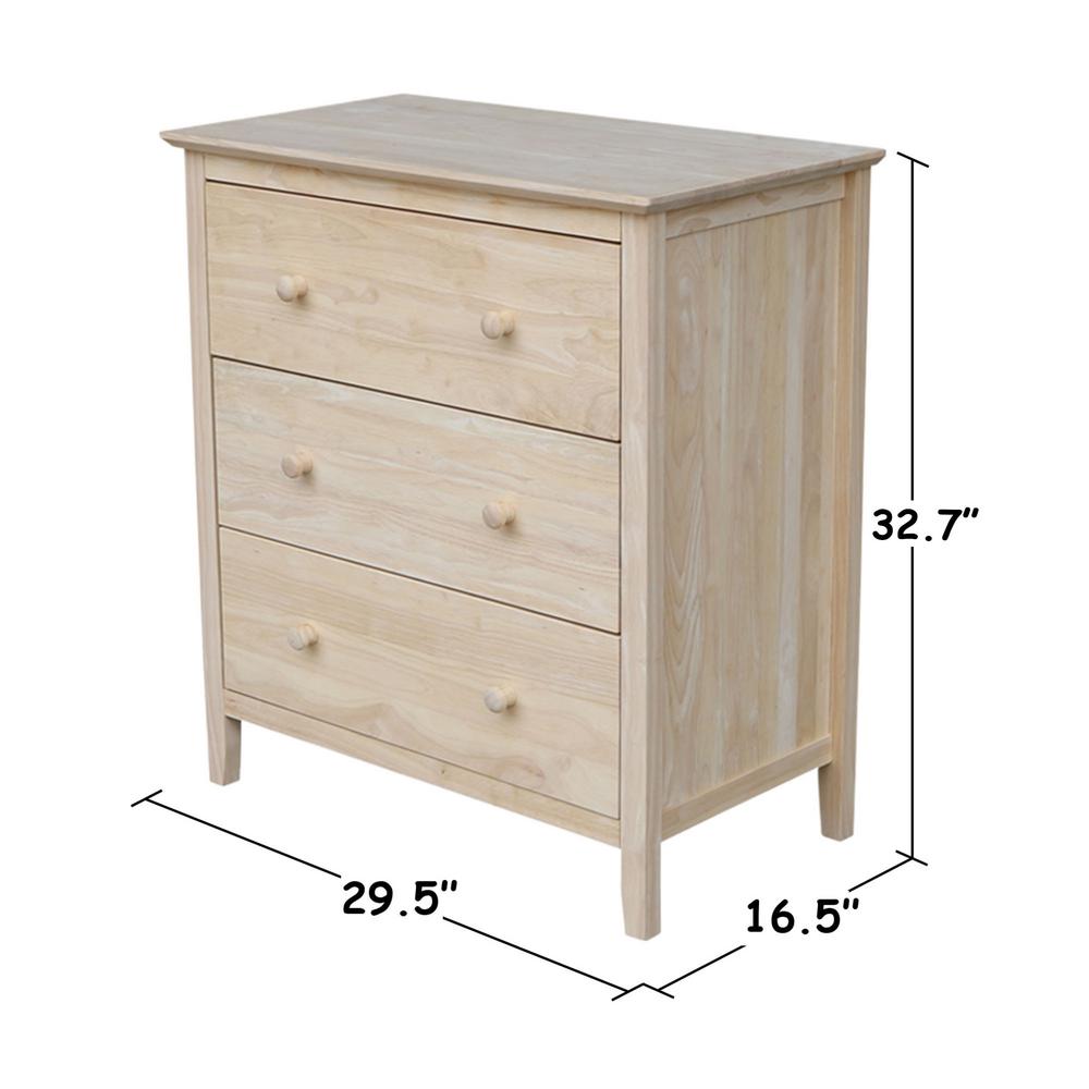 International Concepts Brooklyn 3 Drawer Unfinished Wood Chest Of Drawers Bd 8003 The Home Depot