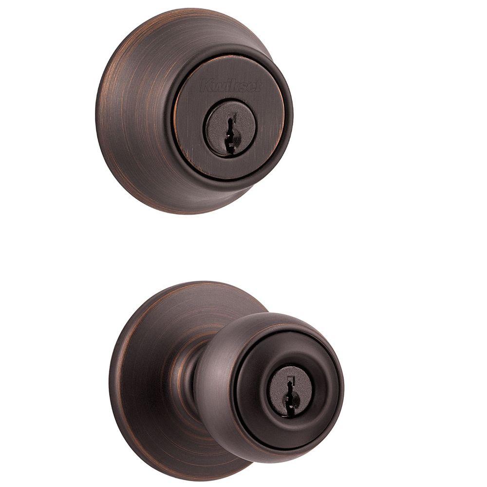 Kwikset Polo Venetian Bronze Exterior Entry Knob and Single Cylinder ...