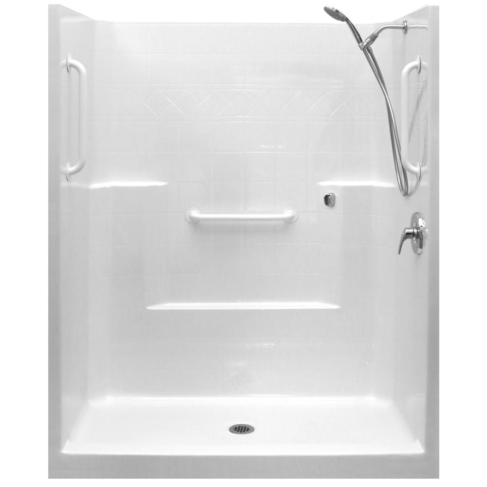 Ella UltimateWSA 33 in. x 60 in. x 77 in. 1Piece Low Threshold Shower Stall Package in White