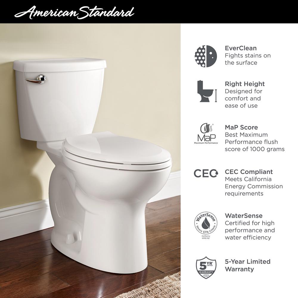 American Standard Cadet 3 Flowise Tall Height 2 Piece 1 28 Gpf Single Flush Elongated Toilet In White With Slow Close Seat 3378 128st 020 The Home Depot - Standard Toilet Seat Size Us