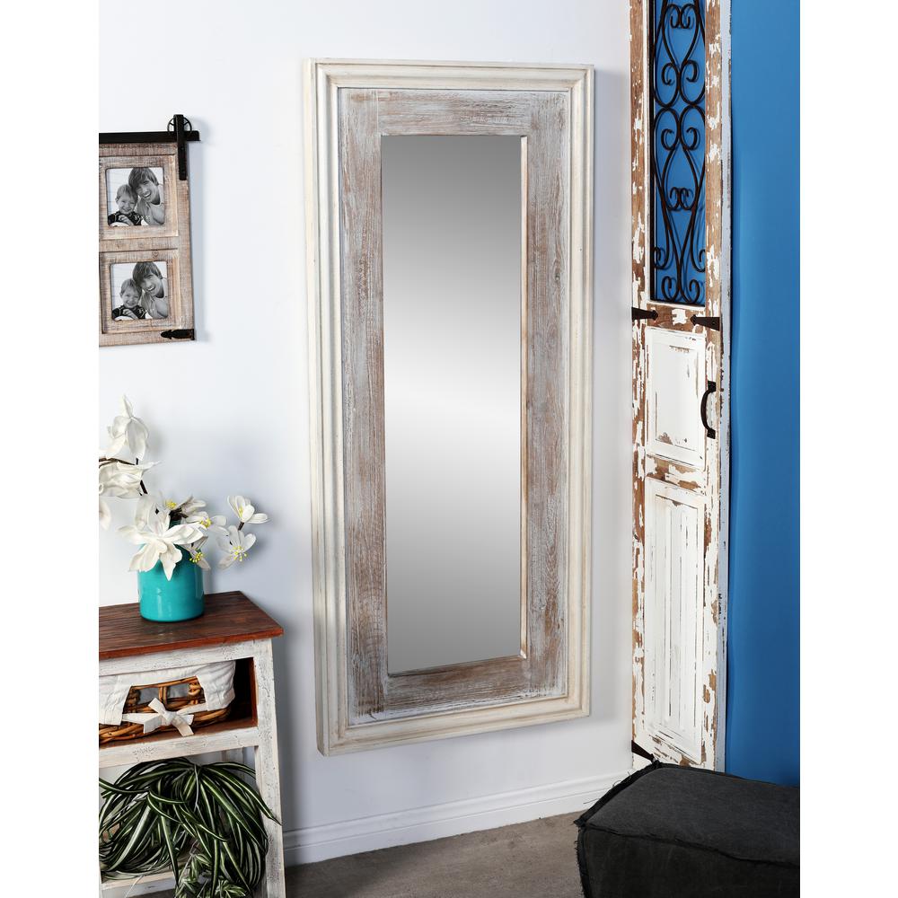 Litton Lane Rectangular Rustic White Door Wall Mirror 77932