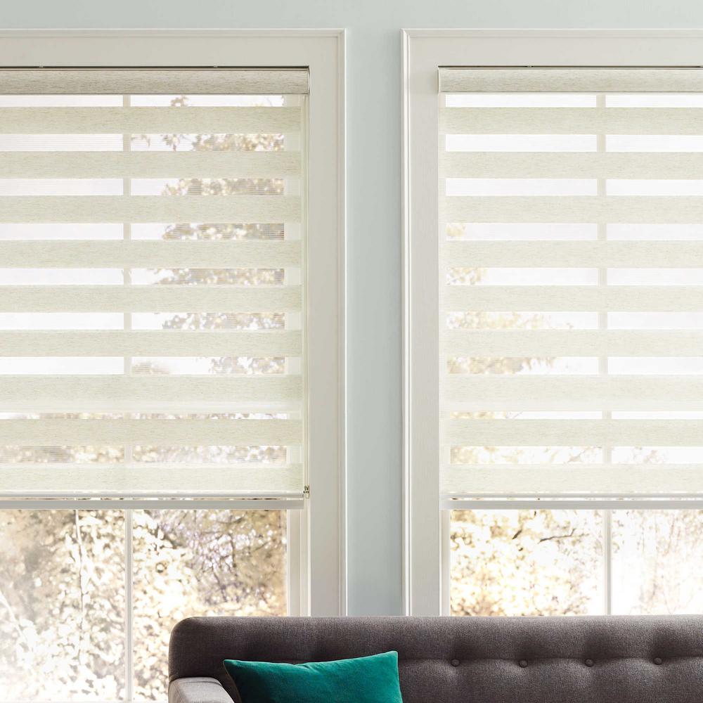 Ivory Roller Shades The Home Depot Dual Layered